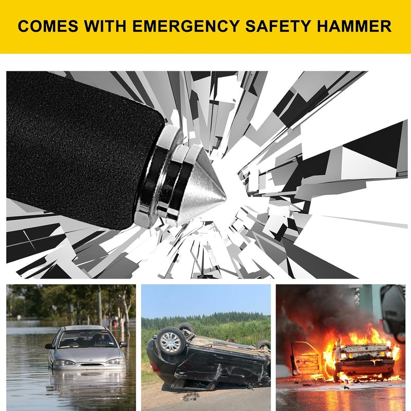 Dachenus Steering Wheel Lock,Universal Retractable Car Steering Wheel Lock,Vehicle with Adjustable Anti-Theft Protection with Bonus Safety Hammer - Suitable All Cars, Fathers Day Gifits.(Black) - Image 5